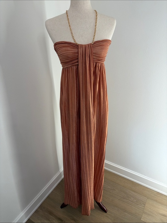 Sabina Musayev Dresses & Skirts - Sabina Musayev Strapless Pleated Maxi Dress in Copper